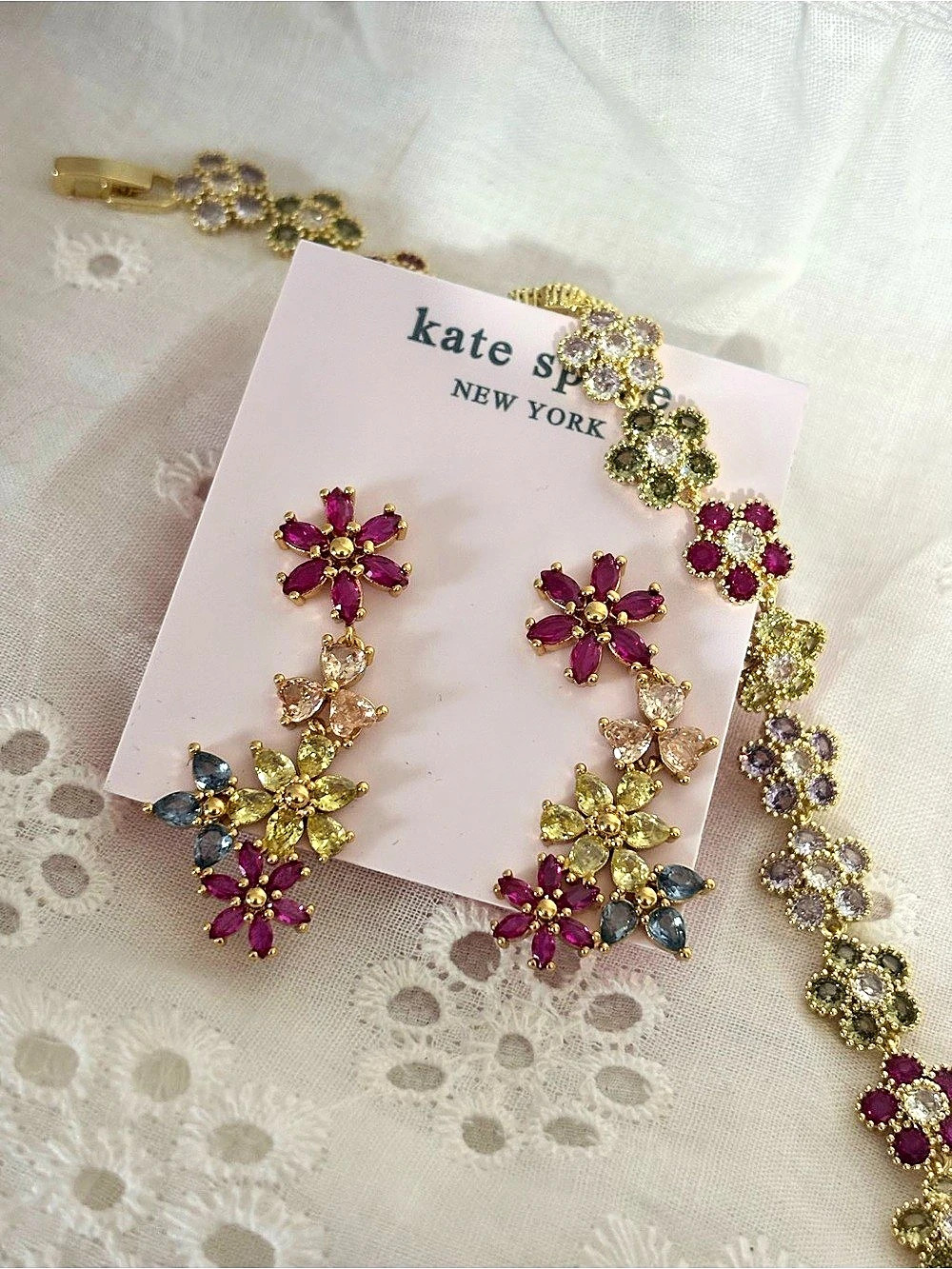 kate spade new york Floral Statement Earrings Pink & Gold